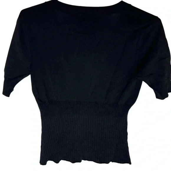 Short sleeve ribbed V-neck button up cardigan, Sz XS . - Picture 4 of 5